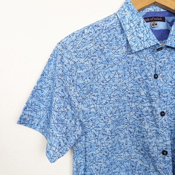Lords Of Harlech Scott Falling Blossom Blue Button Down Shirt - Picture 4 of 8